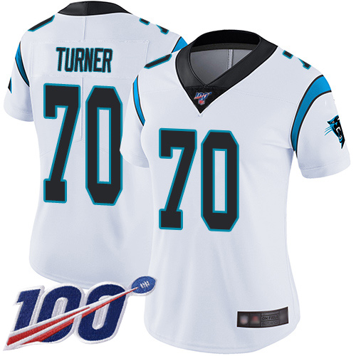 Carolina Panthers Limited White Women Trai Turner Road Jersey NFL Football #70 100th Season Vapor Untouchable->women nfl jersey->Women Jersey
